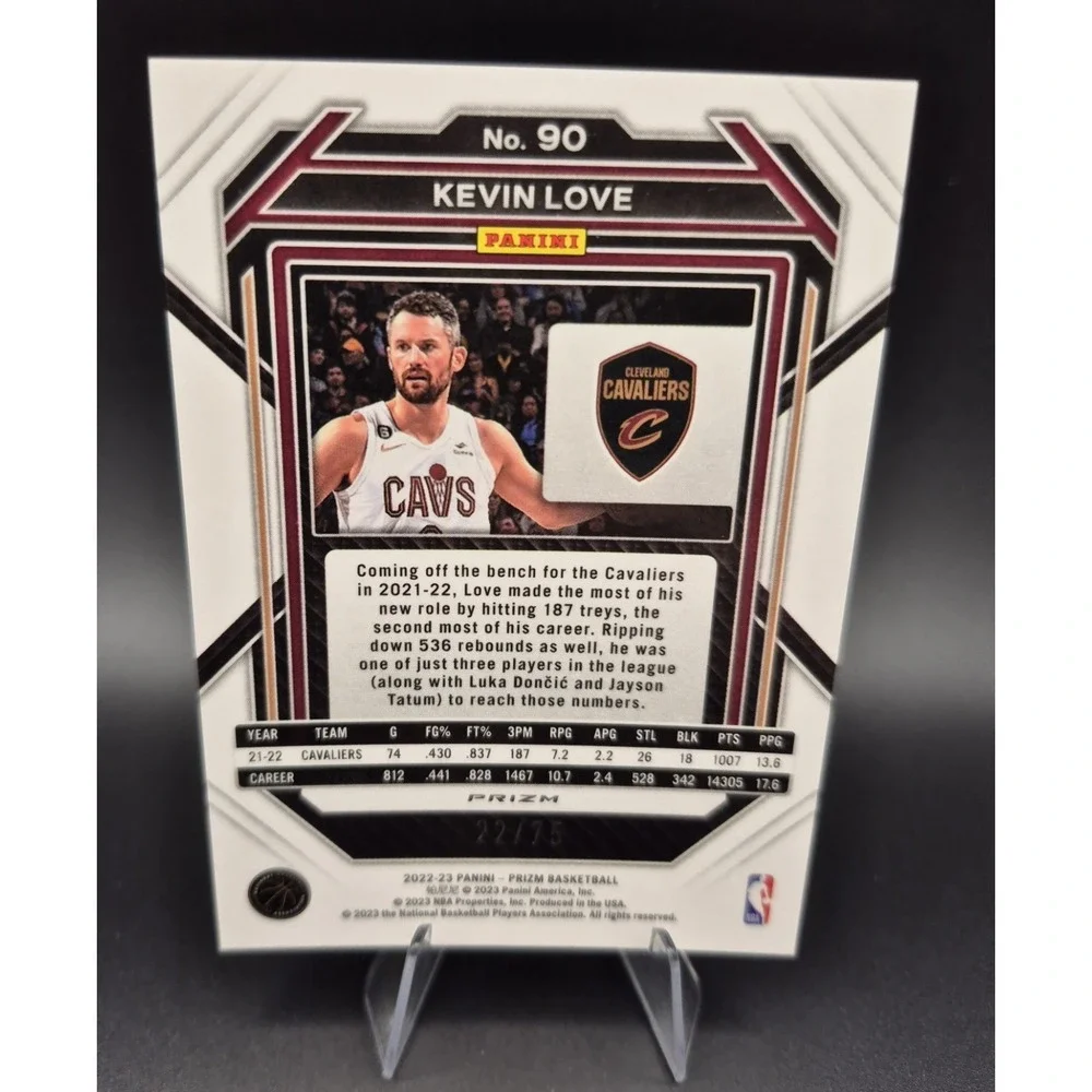 2022-23 Panini Prizm Kevin Love #90 Fast Break Purple Prizm‎ /75 Cavaliers